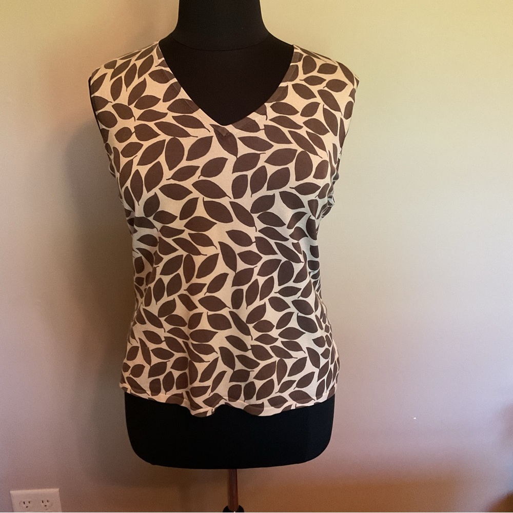 Talbots 3x brown and cream silk/nylon sleeveless top. Great layering piece